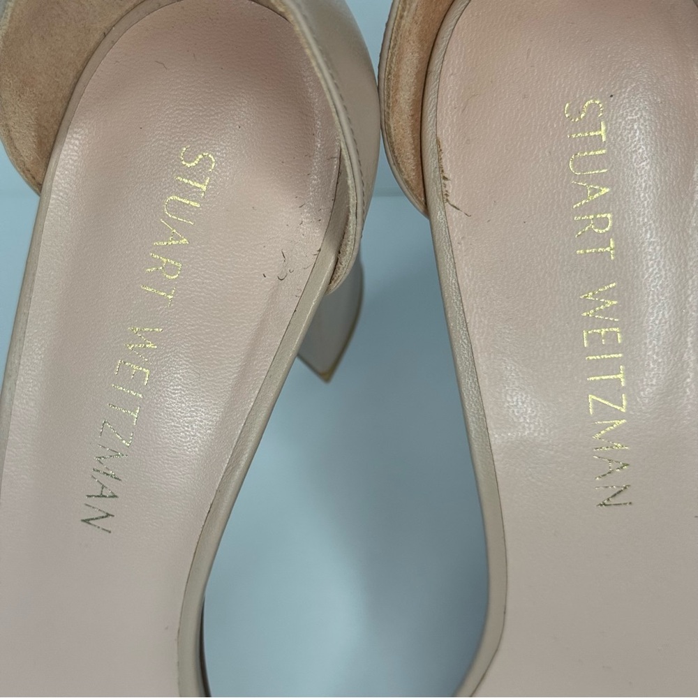 STUART WEITZMAN “Nearly Nude”  Block Heel Sandals Beige Tan Ankle Strap Size 8.5 - Picture 16 of 16